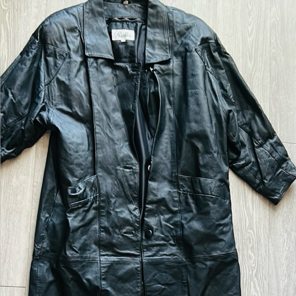 Rallee Long Black Leather Women's Coat